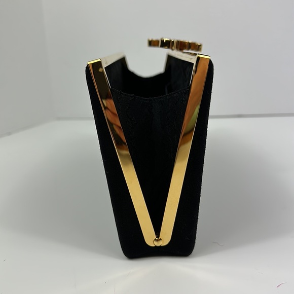 JIMMY CHOO SUEDE CELESTE WITH JIMMY CHOO CRYSTAL CLASP CLUTCH - Picture 13 of 13